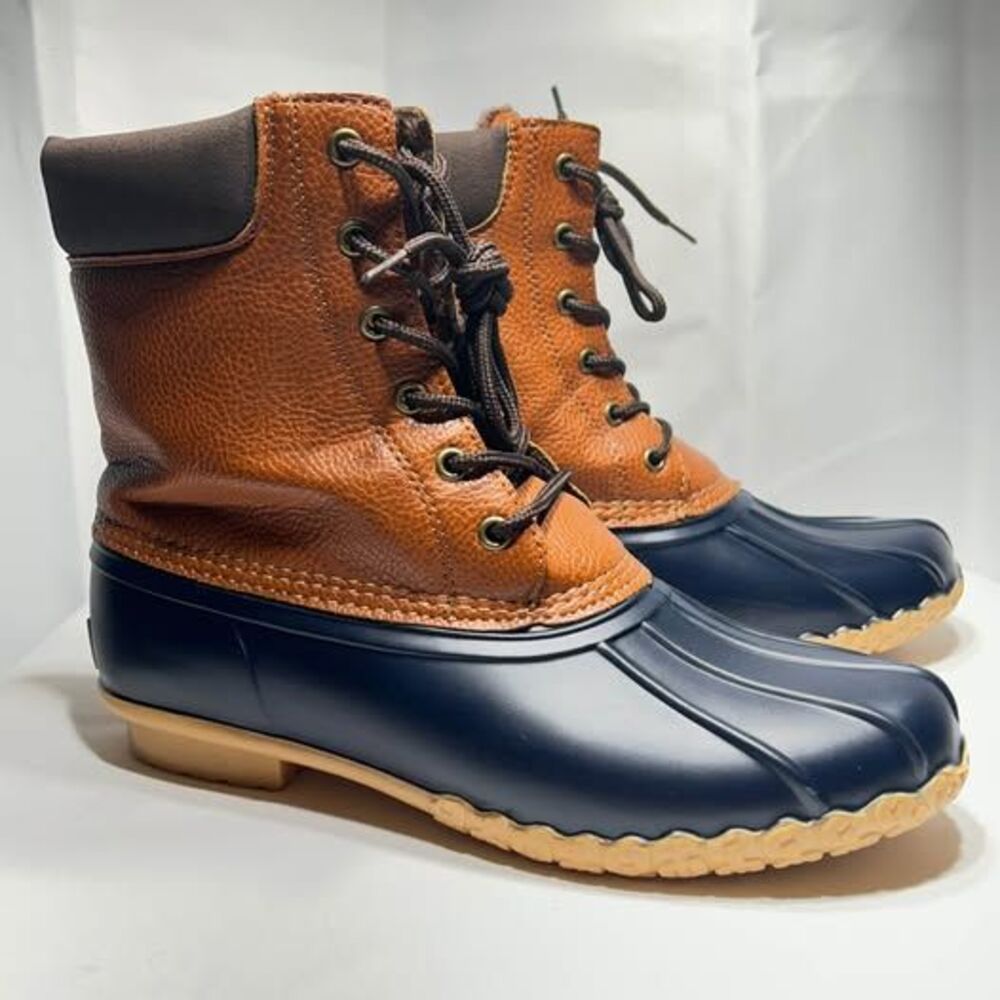 Men’s Weatherproof Vintage Adam II Navy Brown Duck Boots Shoes Size 9M